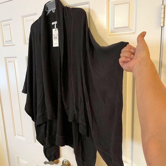 NWT Three Dots Black Wrap Shawl Sweater. Women's One Size. Large, Extra Large. - Picture 11 of 14